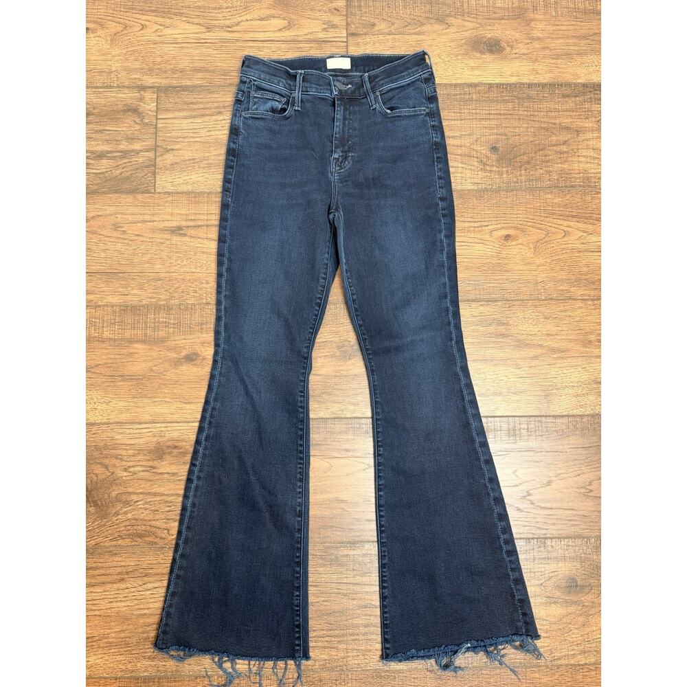Mother Jeans 25 Lil Weekender Fray Hem Flare Chip On My Shoulder Dark Stretch